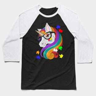 Beautiful Unicorn Glasses Autism Proud Baseball T-Shirt